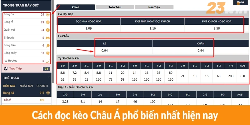 Cách đọc kèo Châu Á phổ biến nhất hiện nay
