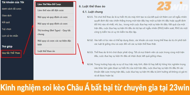 Kinh nghiệm soi kèo Châu Á bất bại từ chuyên gia tại 23win