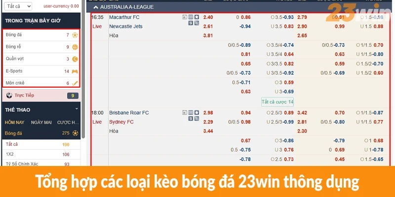 Tổng hợp các loại kèo bóng đá 23win thông dụng Tổng hợp các loại kèo bóng đá 23win thông dụng